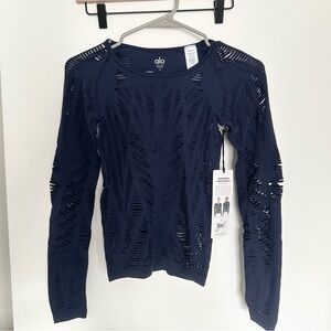 Alo Yoga Wanderer Long Sleeve Top Rich Navy
